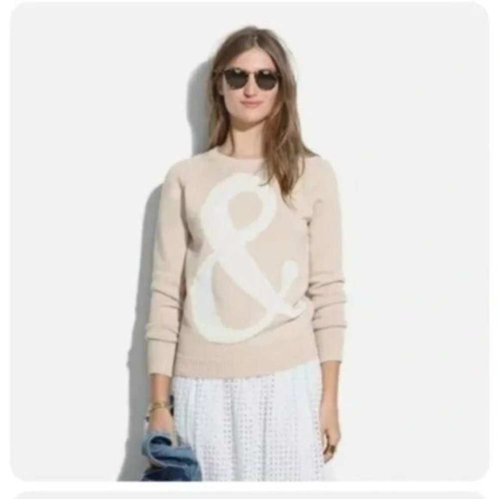 Madewell Cream and‎ White Ampersand Crew Neck Sweater XS